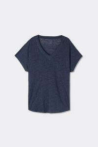 T-shirt manches courtes à col en V en lin THE PURE LINEN