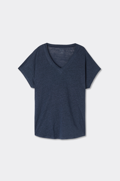 T-shirt manches courtes à col en V en lin THE PURE LINEN