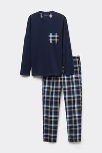 Ekose Desenli Pamuk ve Kanvas Uzun Pijama