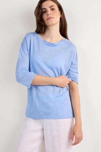 Camiseta con Escote Barco de Lino