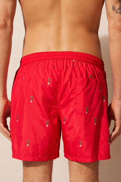 Cactus-Embroidered Swim Shorts