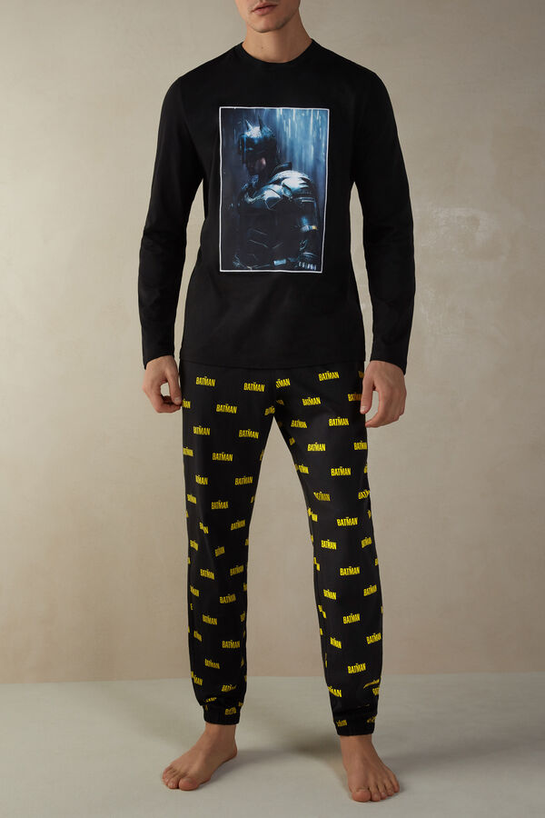 Dlouhé Pyžamo s Potiskem Batmana z Bavlněného Žerzeje