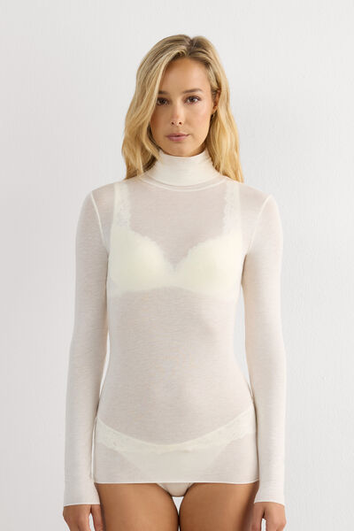 Maglia in Modal Ultralight con Cashmere Collo Alto