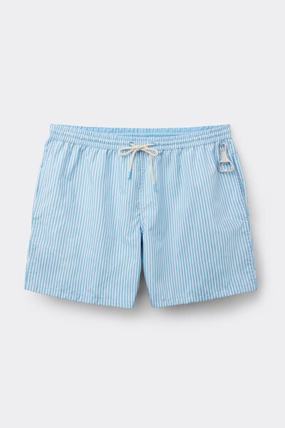Reversible Blue/White Striped Swim Trunks