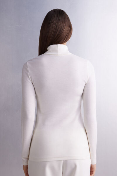 Long-Sleeved Turtleneck Wool & Cotton Top