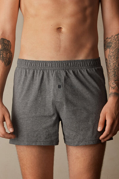 Solid-Colour Loose-Fit Cotton Jersey Boxers