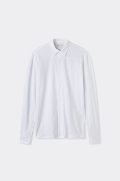 Camisa en algodón jaspeado de manga larga