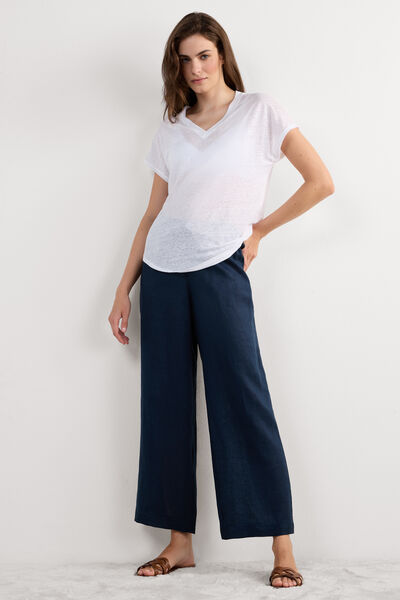 The Pure Linen Full Length Drawstring Pants in Linen Fabric