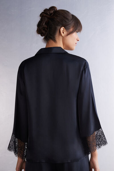 Living in Luxe Menswear Cut Long Sleeve Silk Shirt