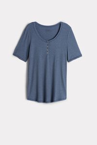 Short-Sleeved Ribbed Modal Blend Top