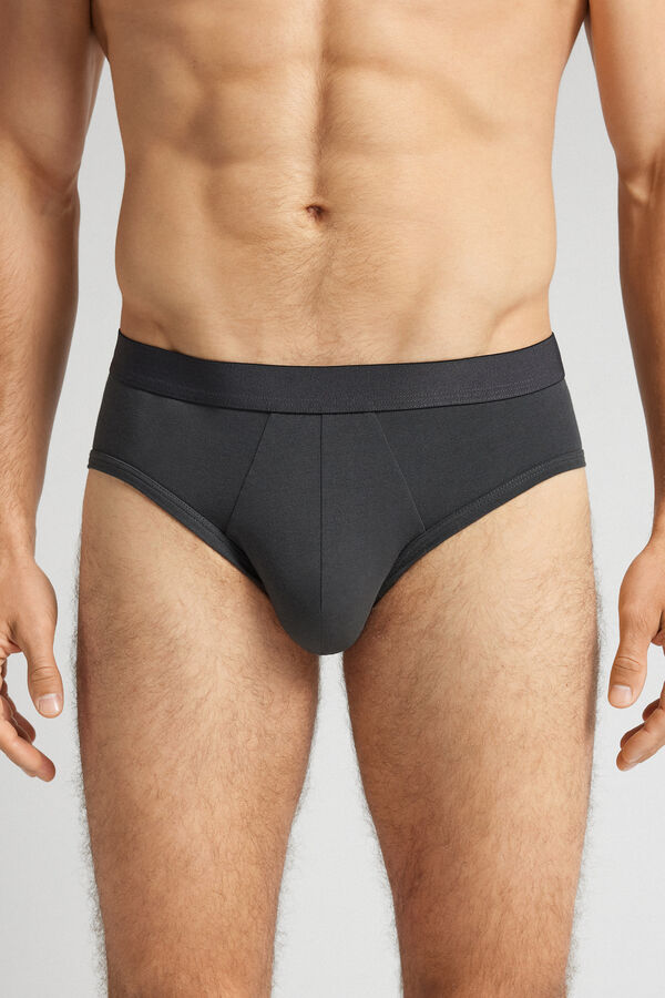 Cotton Briefs with Exposed Elasticated Waistband