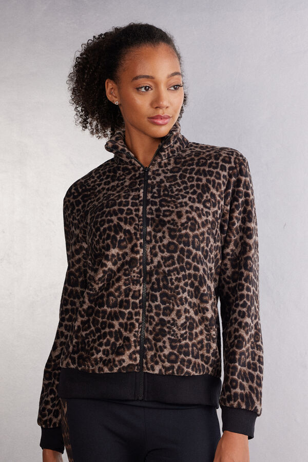 Luxurious Leopard Spotted Fleece Bomber