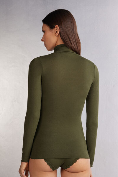 Maglia in Modal Ultralight con Cashmere Collo Alto