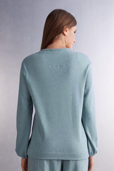 Serafino-Shirt aus warmer Baumwolle Pinstripes Fantasy