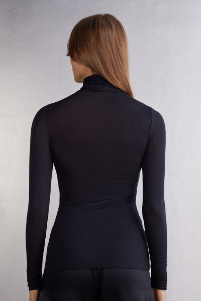 Maglia in Modal Ultralight con Cashmere Collo Alto