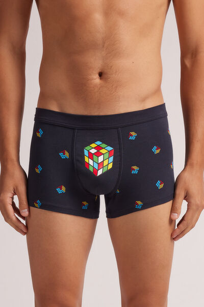 Boxers em Algodão Estampado Cubo