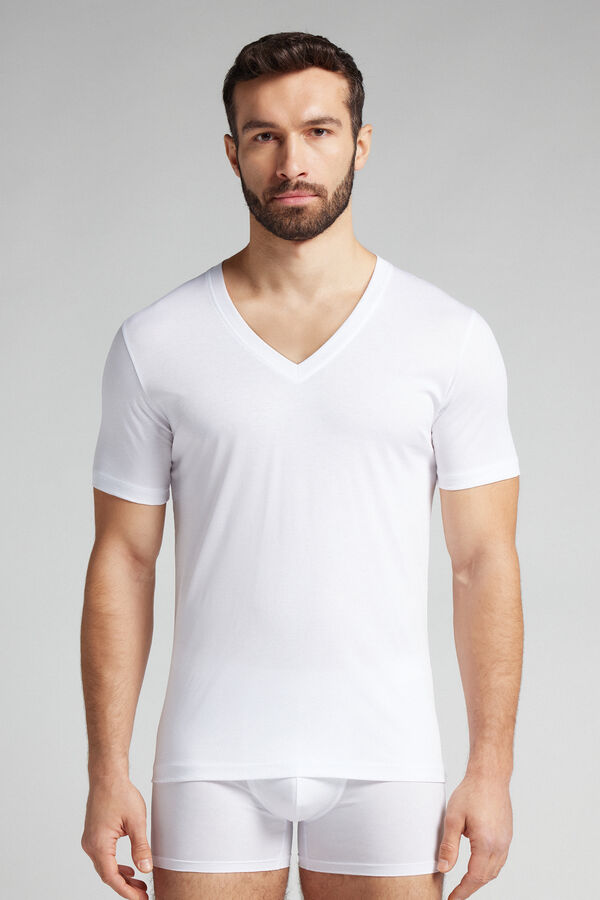 Mercerised Premium Cotton V-Neck T-Shirt