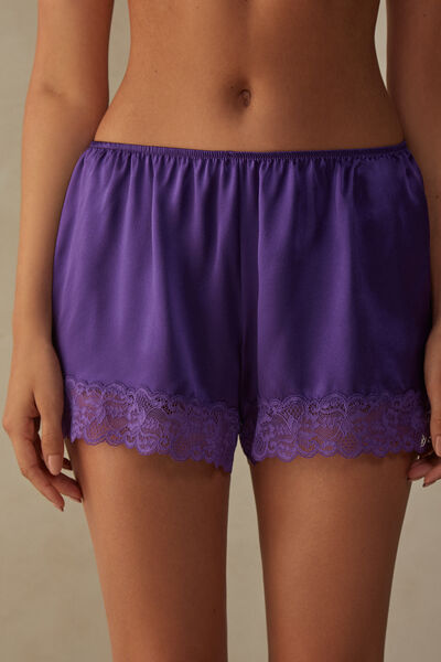 Short en soie et dentelle