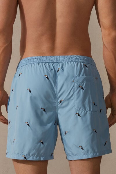 Embroidered Toucan Swim Trunks