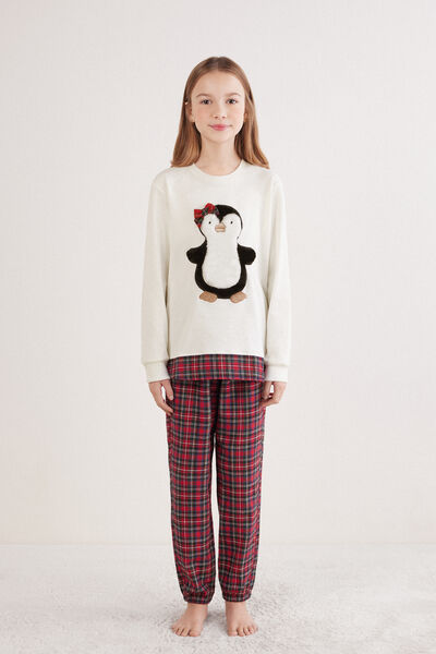Pigiama Lungo Bambina in Cotone Penguin Girl