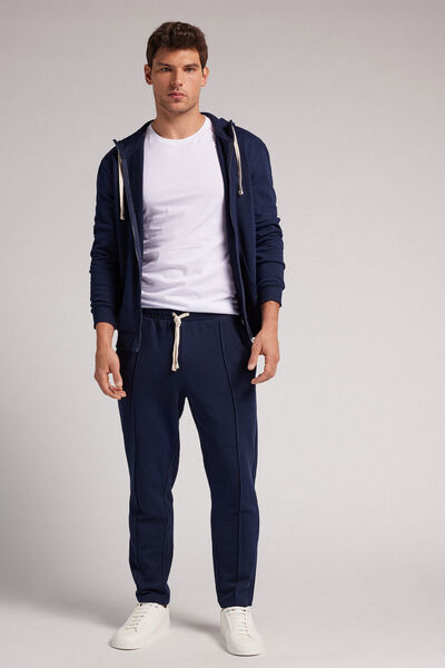Cotton Fleece Trousers with Seam