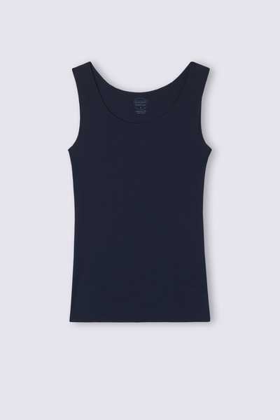Round-Neck Raw-Cut Cotton Vest Top