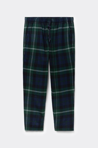 Pantalones largos de tela de algodón azul
