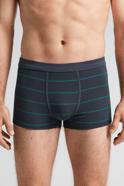 Boxer Cotone Superior Stampa Righe Blu Verde