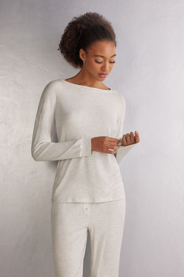 Chic Comfort Long-Sleeved Boat-Neck Modal Top