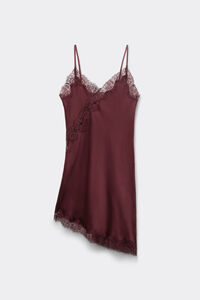 Nuisette asym&eacute;trique en viscose avec dentelle