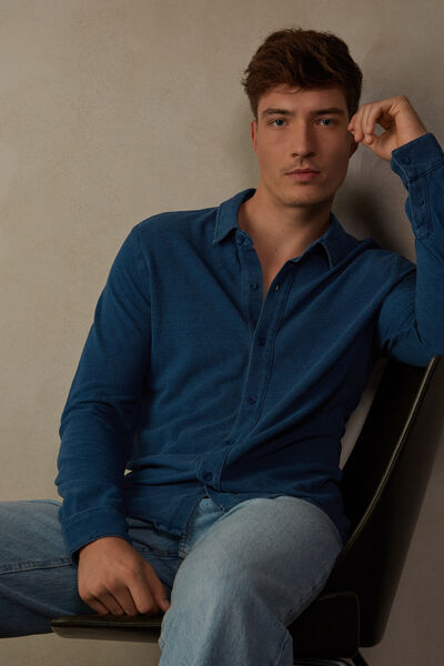 Hemd aus Baumwollpiqué Washed Collection