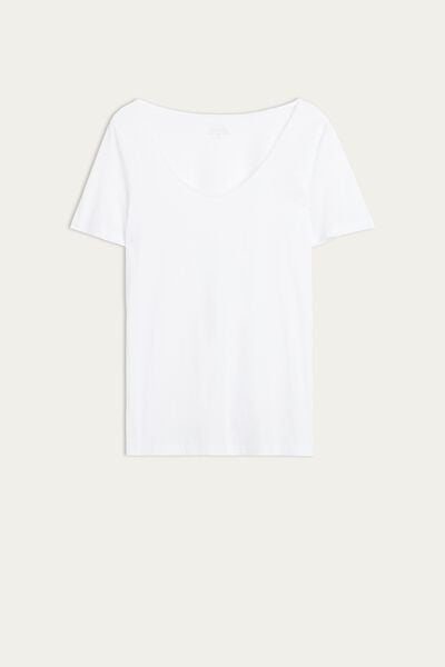 Kurzärmeliges Shirt aus Supima®-Baumwolle Ultrafresh mit Kreisausschnitt
