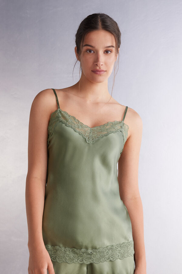 Top en soie et dentelle