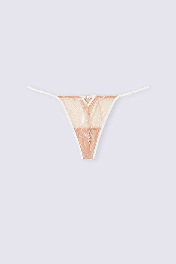 Intimissimi Pink Cotton Thong With Side Straps