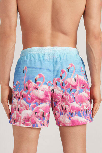 Badeshorts mit großem Flamingo-Print