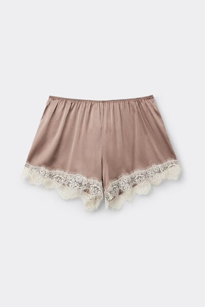 Silk Shorts with Contrasting Lace