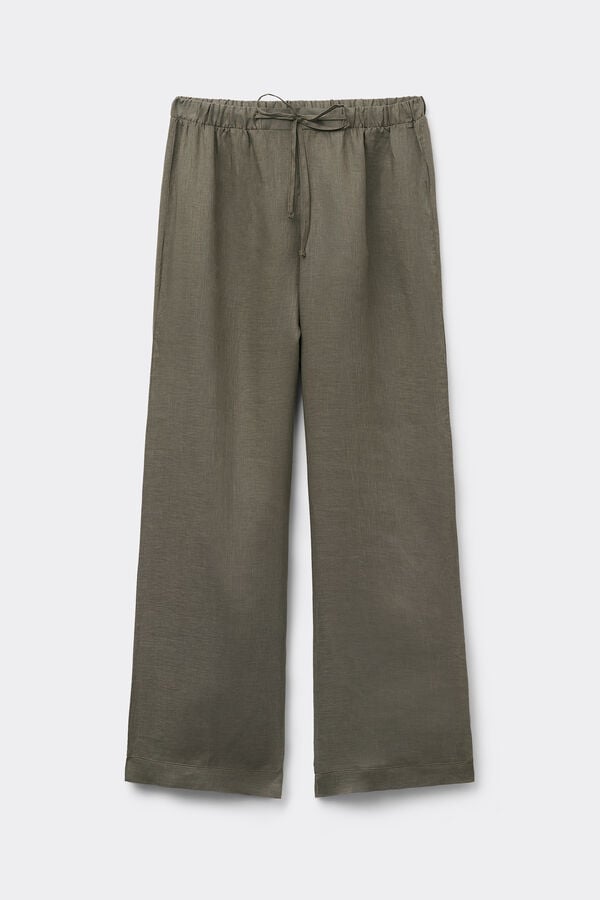 The Pure Linen Drawstring Plain-Weave Linen Trousers