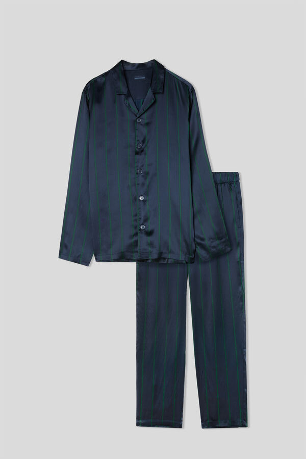 Full-length Silk Pyjamas in Striped Pattern