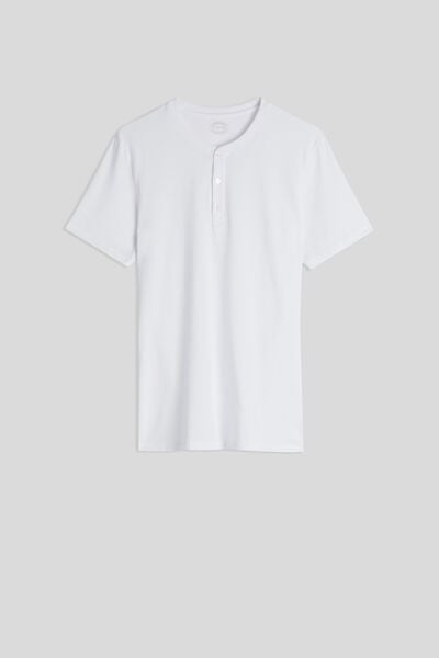 Superior Cotton T-Shirt with Grandad Collar