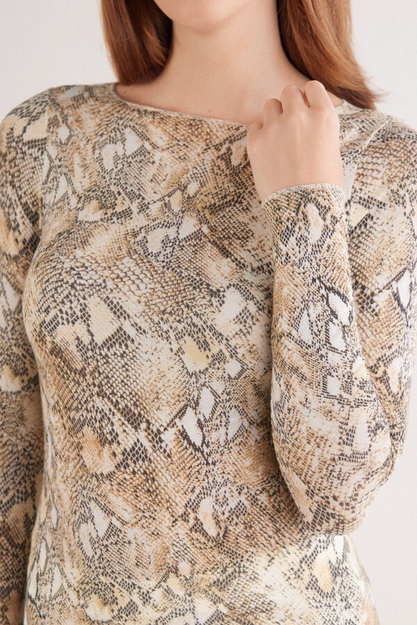 Maglia in Modal Ultralight con Cashmere Stampa Animalier Serpente Seductive Glamour