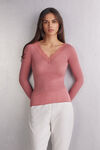 Maglia scollo a V in Modal Cashmere Ultralight e Pizzo