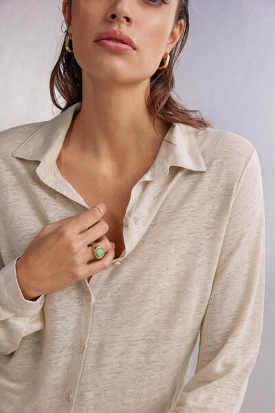 Long-Sleeved Linen Shirt