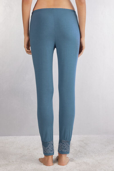 Pretty Flowers Full-Length Modal Trousers with Cuffs