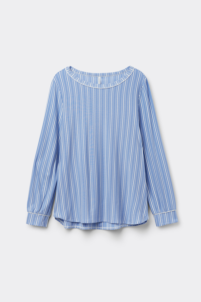 Haut de pyjama en modal à col bateau Oxford Stripes