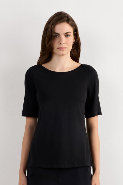 Kurzarmshirt mit U-Boot-Ausschnitt aus Baumwolle Ultrafresh