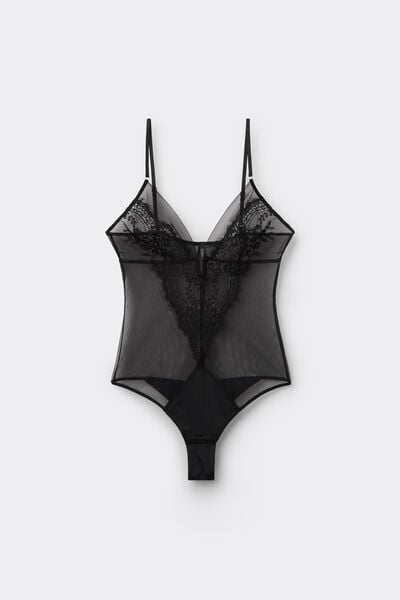 Sheer Glamour チュール＆レース ボディスーツ