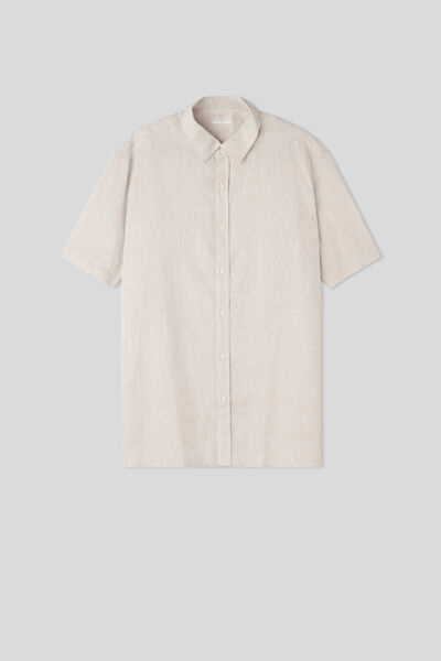 Short-Sleeved Shirt in Cotton and Linen