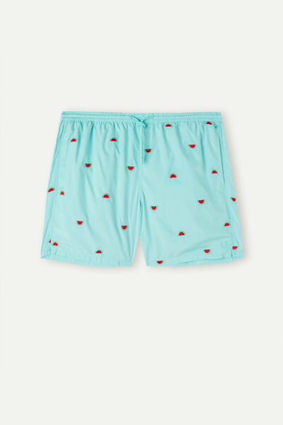 Watermelon-Embroidered Swim Shorts