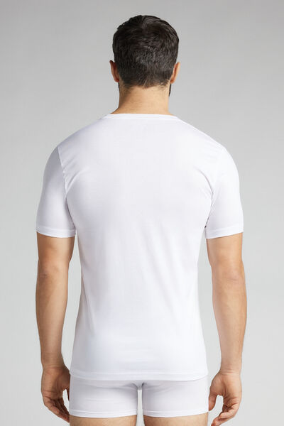 T-shirt Scollo V in Cotone Premium Mercerizzato