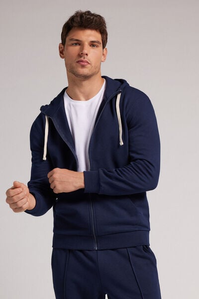 Sweat ouvert en coton avec zip et capuche